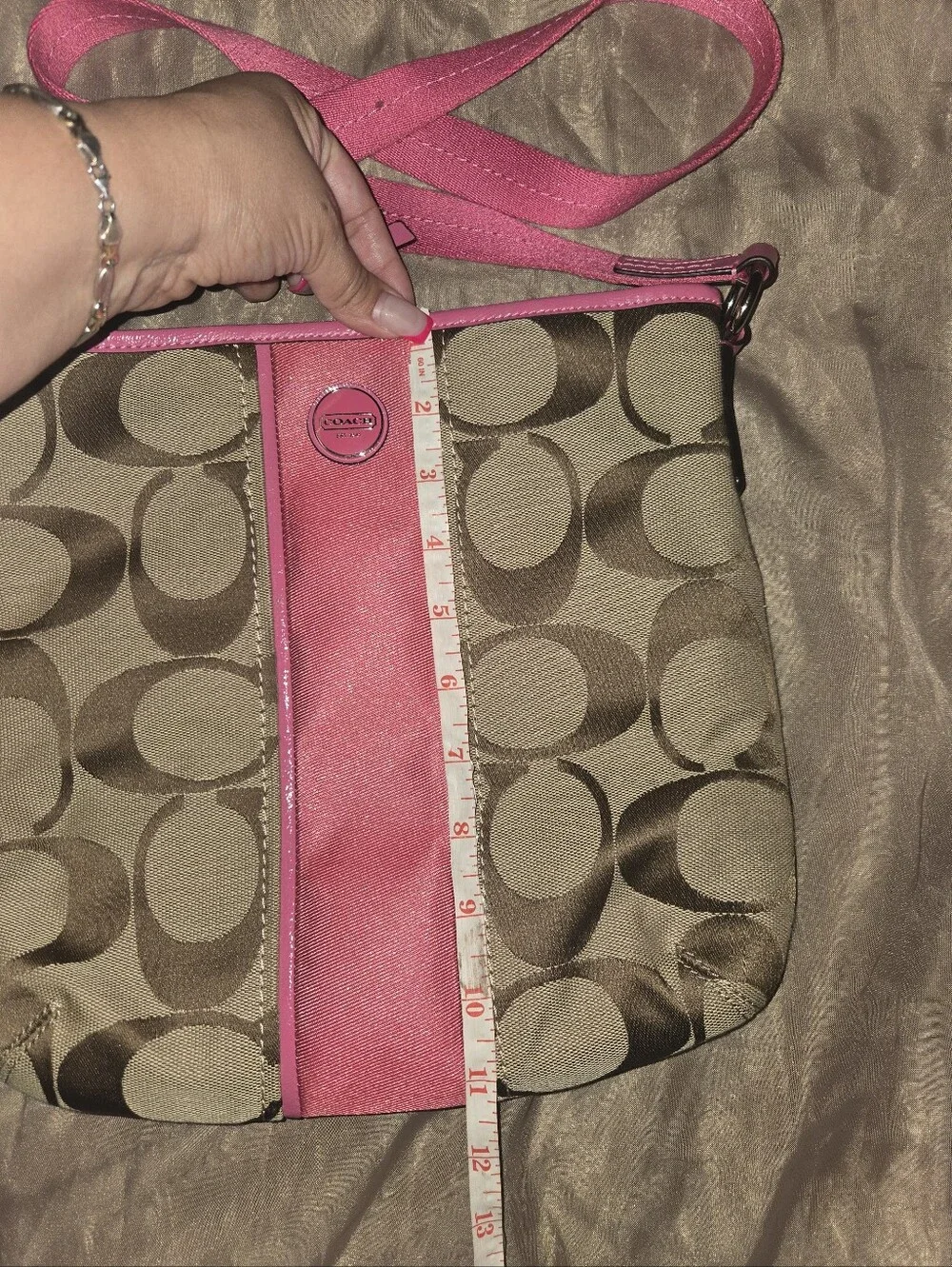 Coach Pink Trim Signature Crossbody Bag